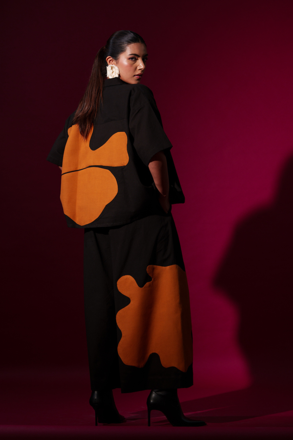 Cumin Pants -Black + Rust Orange