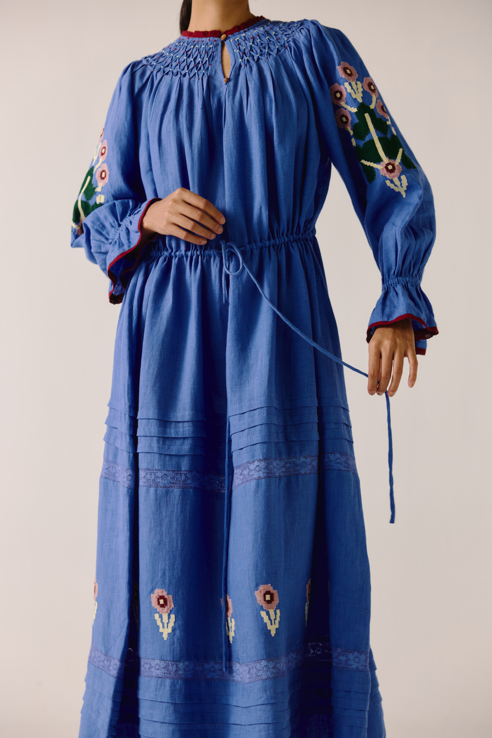 Edith Dress - Electric Blue Pixel Applique