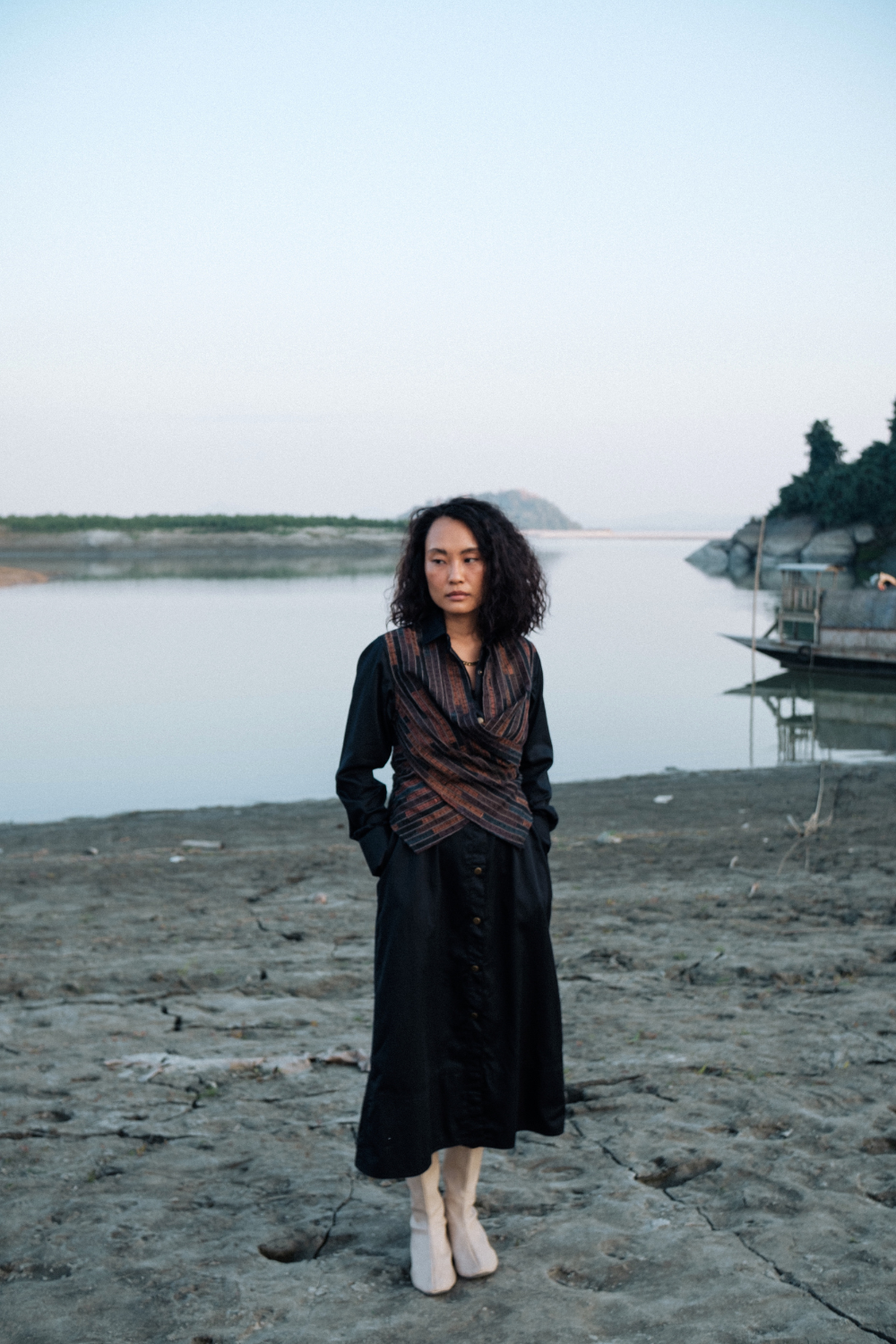 Upcycled Seattle Wrap Calf Dress - Black Copper