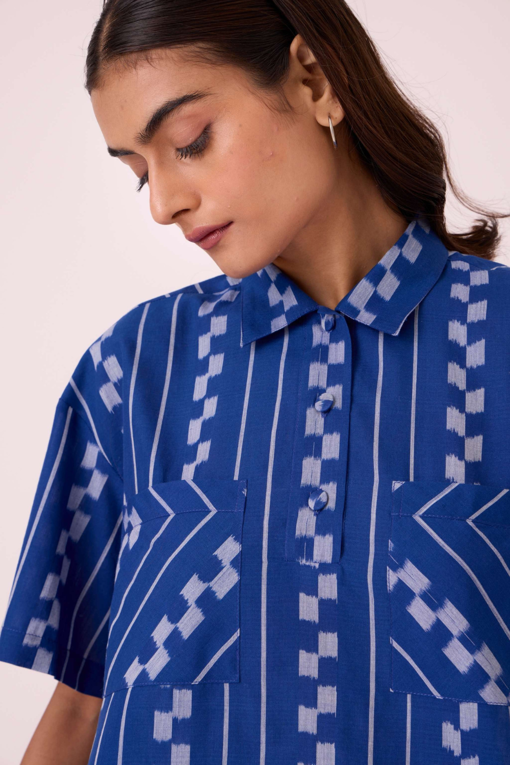 Alyosha Blue Striped Ikat Shirt