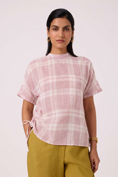 Ursula Checkered Handwoven Top