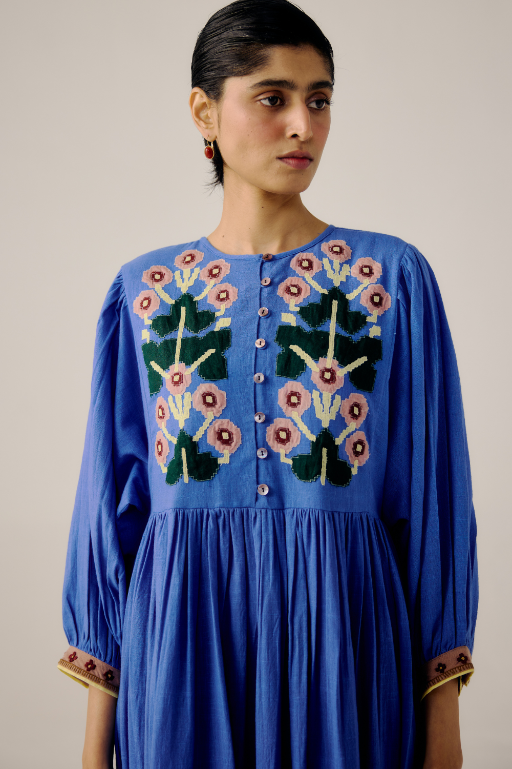 Peasant Dress - Electric Blue