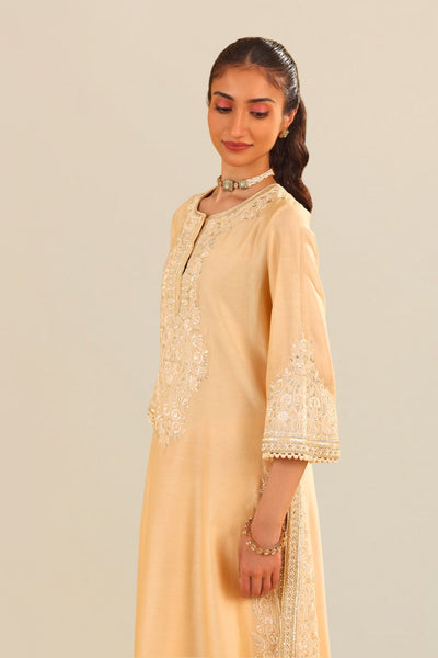 Sereen - A-Line Kurta With Palazzo And Dupatta-Beige