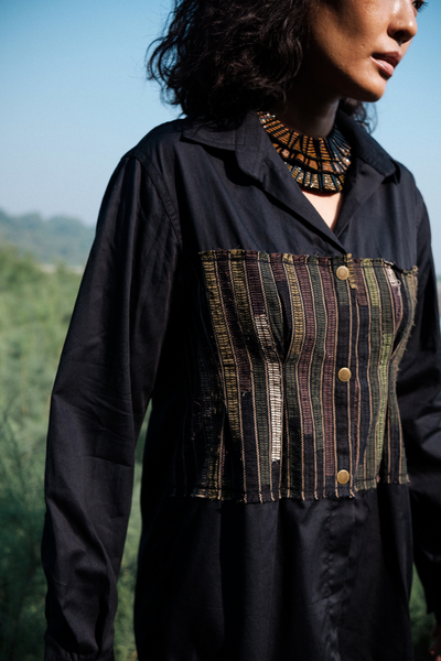 Upcycled Hunza Shirt - Black Green