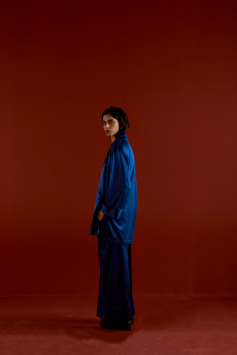 WIDE SLEEVE JACKET CO-ORD-ELECTRIC BLUE