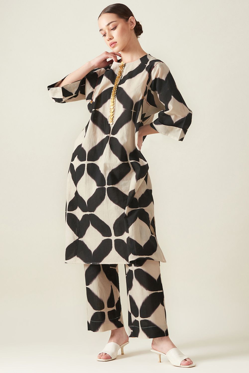 Black Clamp Dye Embroidered Co ord set