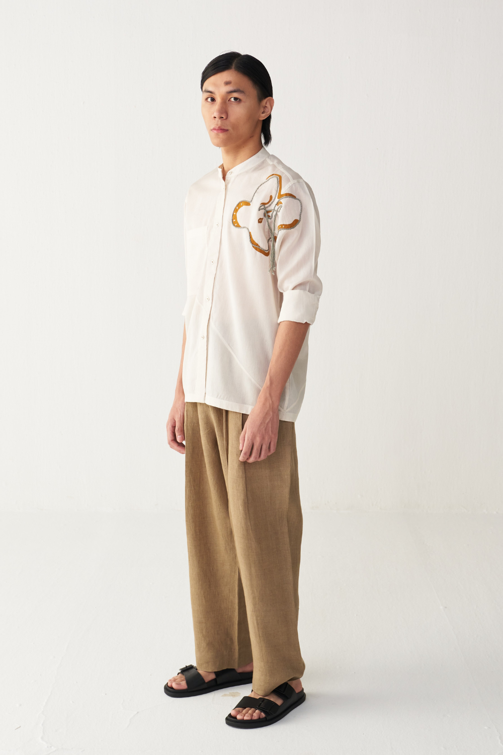 FLORAL ROPE EMB. SHIRT