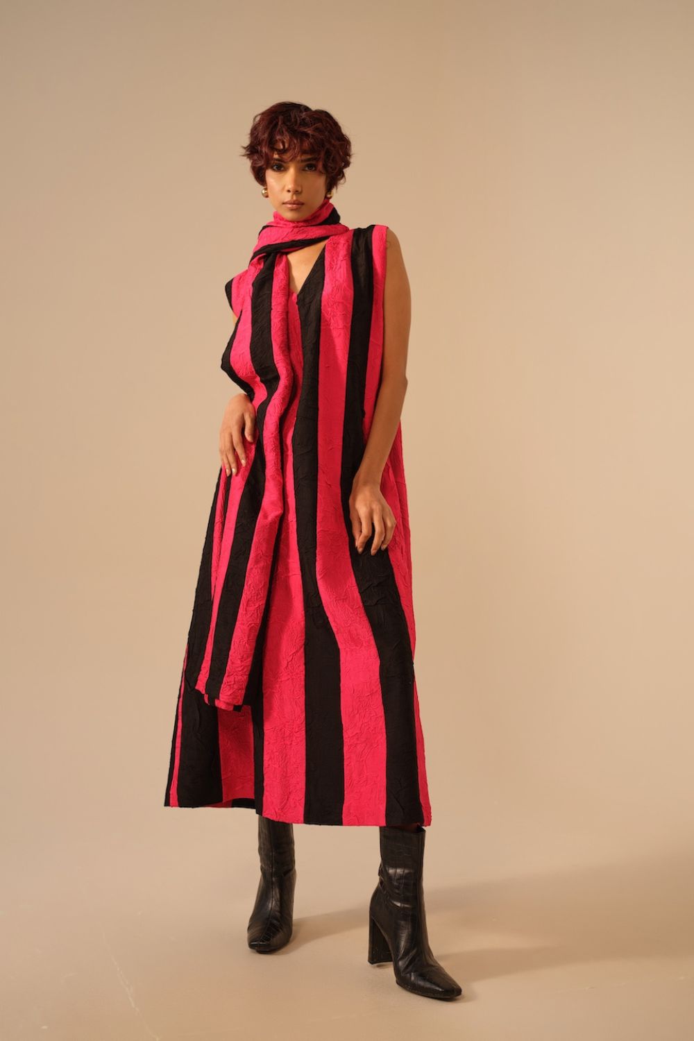 Twin Scarf-Pink + Black