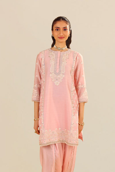 Zaisha - Short Kurta With Dhoti-Blush Pink