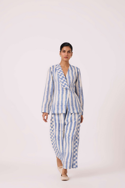 Dimtri Blue Striped Ikat Jacket