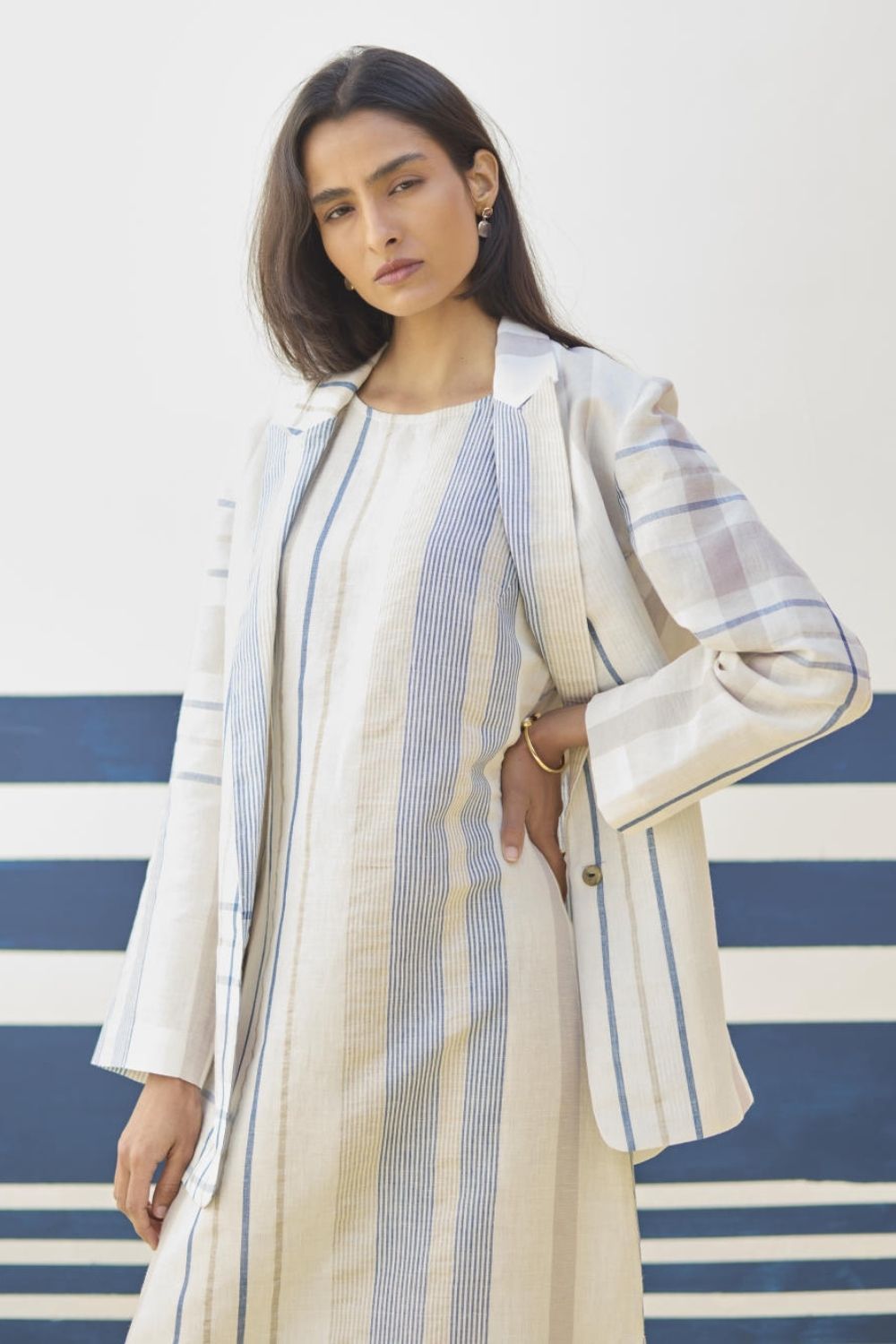 Talia Check Linen Summer Blazer
- Ivory