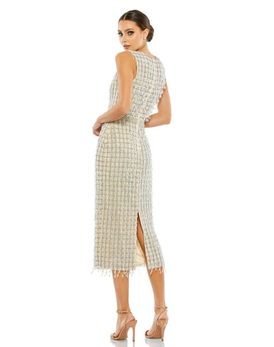 MD-5471 Embroidered Midi Dress-Beige