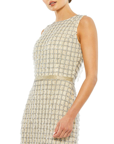 MD-5471 Embroidered Midi Dress-Beige
