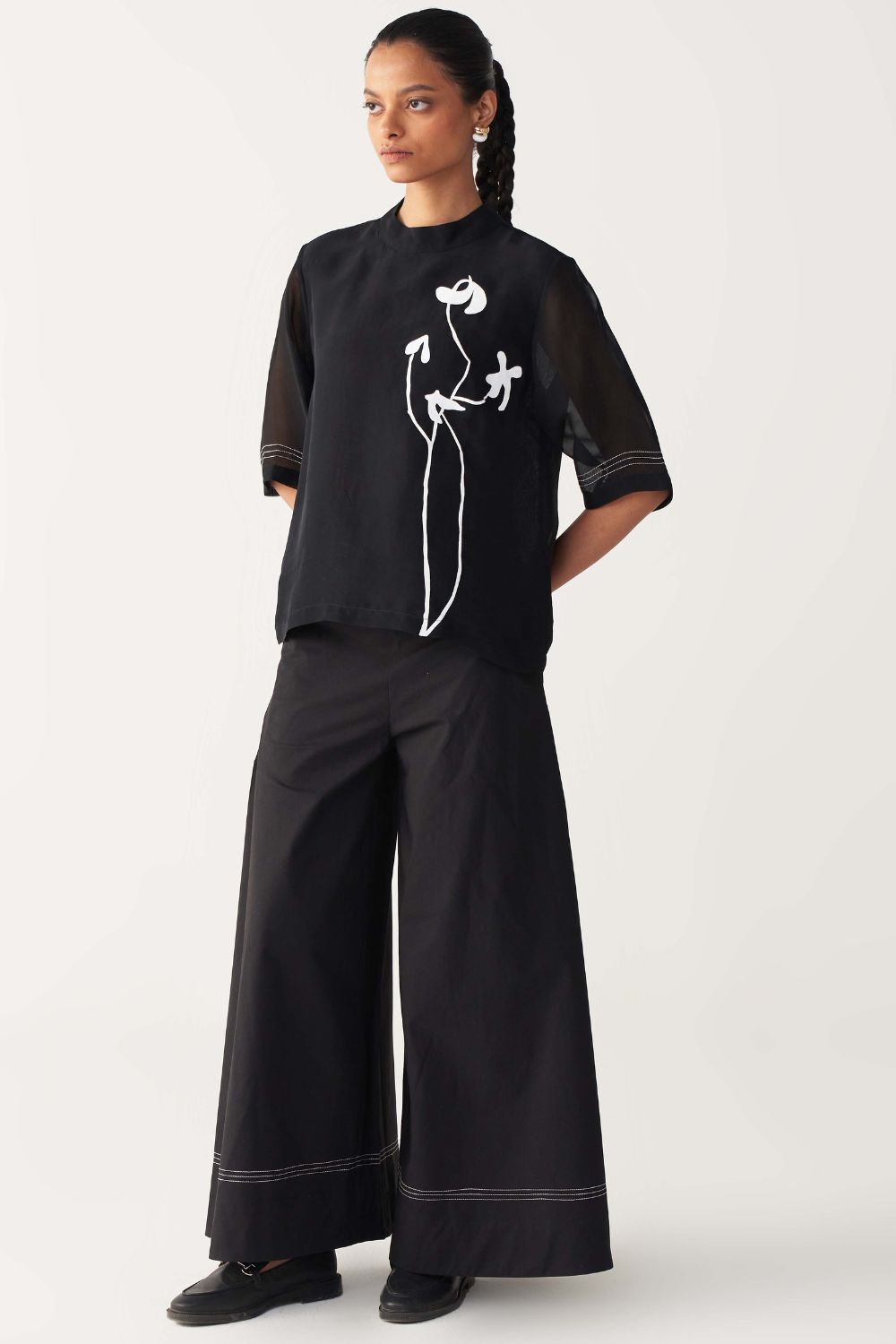 POPPY TOP CO-ORD-BLACK