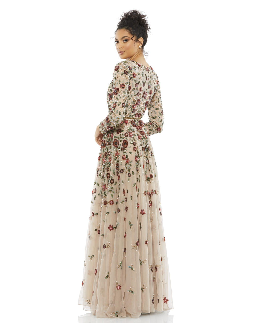 MD-5533 Flared Gown-Peach