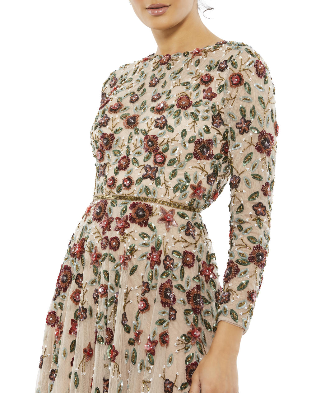 MD-5533 Flared Gown-Peach