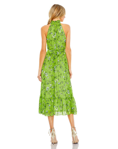 MD-55854 Halter Printed Dress-Green