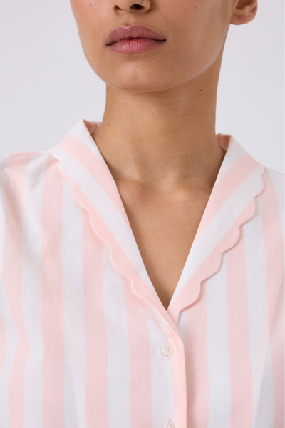 Beth Striped Shirt With Scalloped Collar