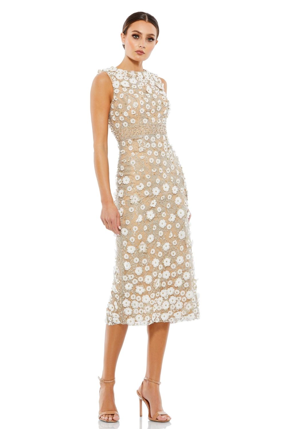 MD-67853 Embroidered Midi Dress-Ivory
