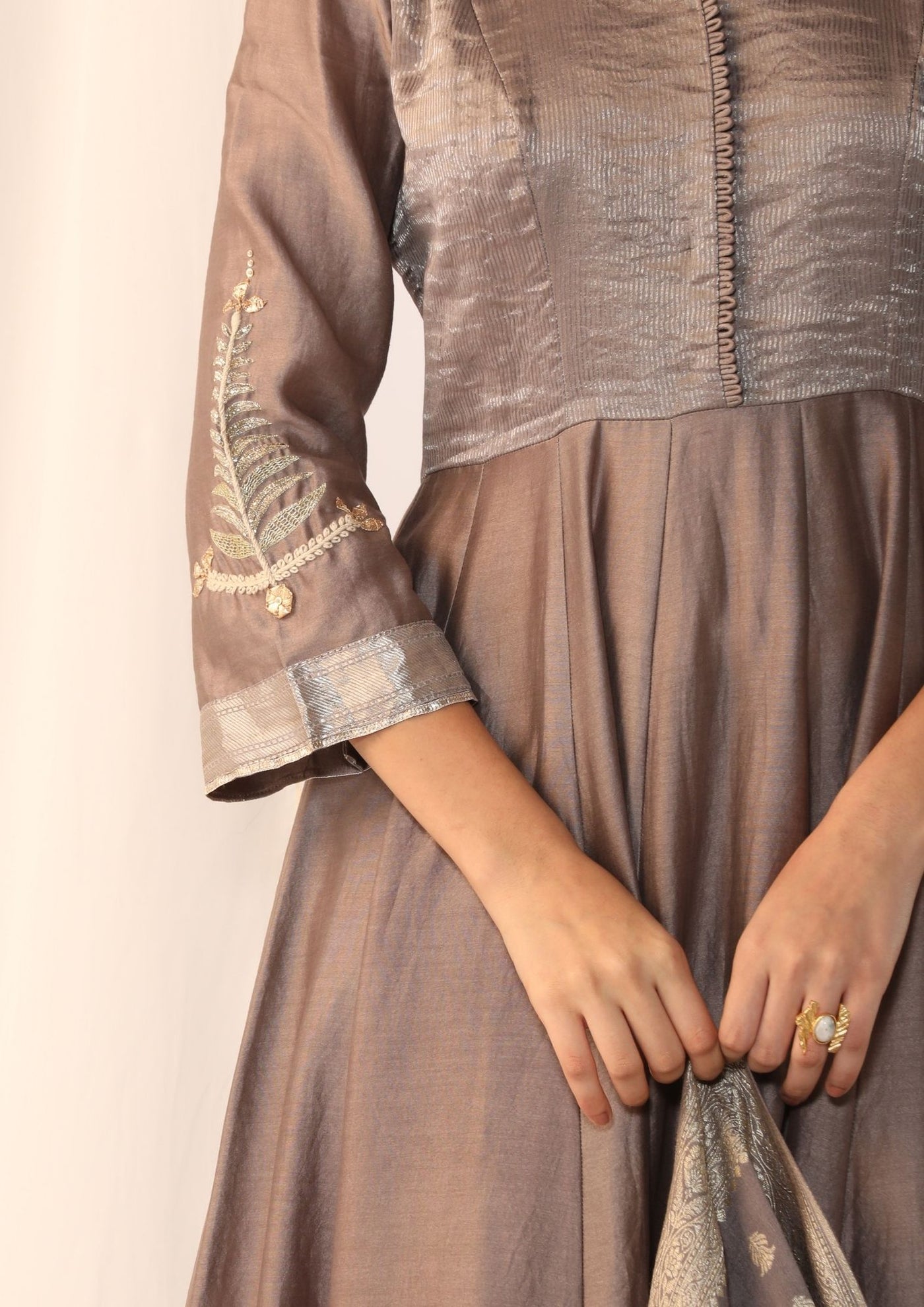Chanderi silk kurta with duppata and pants