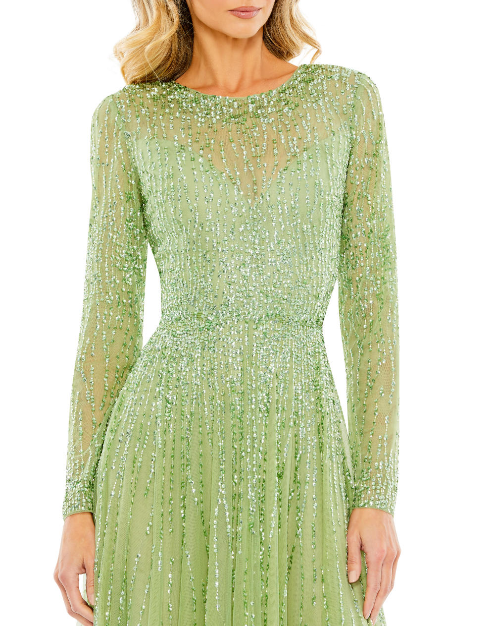 MD-5636 Green Flared Gown-Green