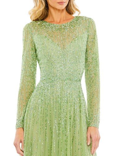 MD-5636 Green Flared Gown-Green