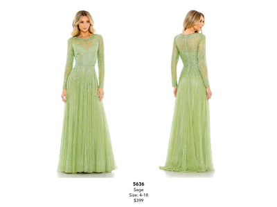 MD-5636 Green Flared Gown-Green