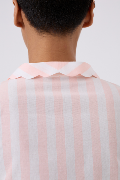 Beth Striped Shirt With Scalloped Collar