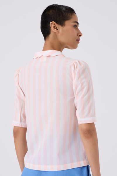 Beth Striped Shirt With Scalloped Collar