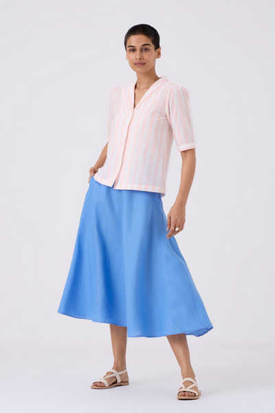 Beth Striped Shirt With Scalloped Collar