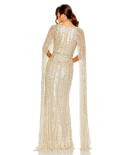 MD-5915 Cape Gown-Beige
