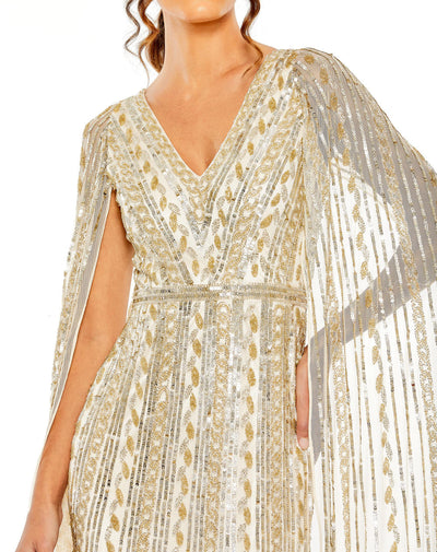 MD-5915 Cape Gown-Beige