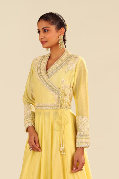 Ameena - Long Anarkali With Skirt And Dupatta-Lemon Yellow