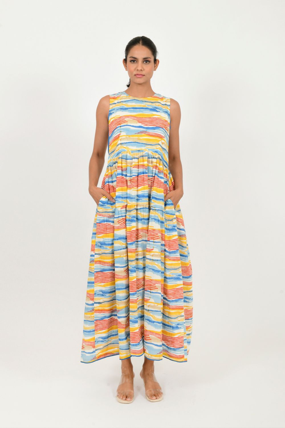 MULTI WAVE GATHER DRESS