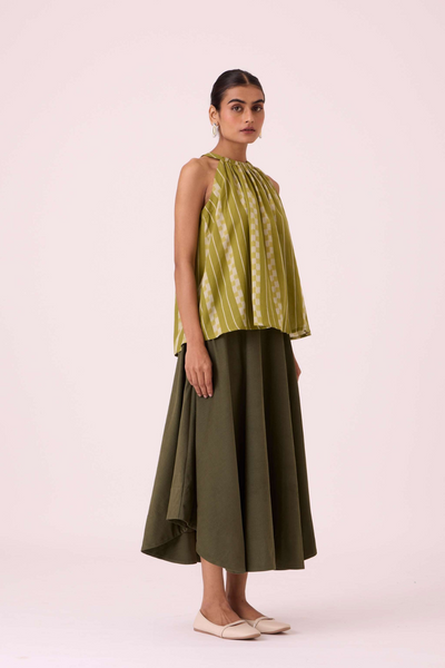 Sean Green Striped Ikat Top