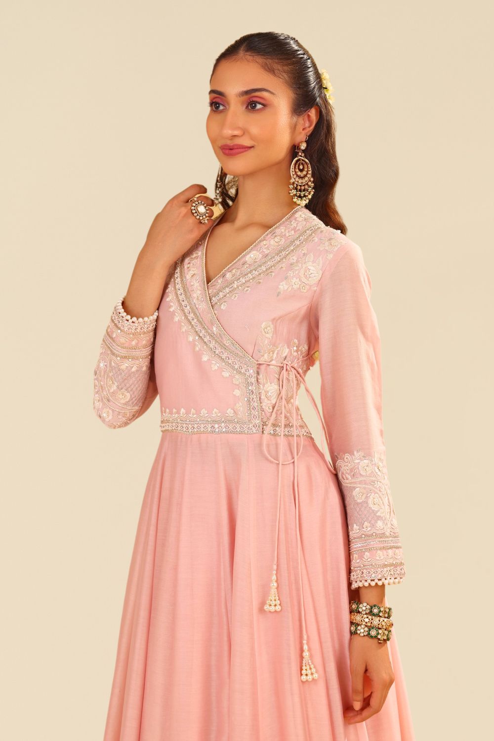 Ameena - Long Anarkali With Skirt And Dupatta-Blush Pink