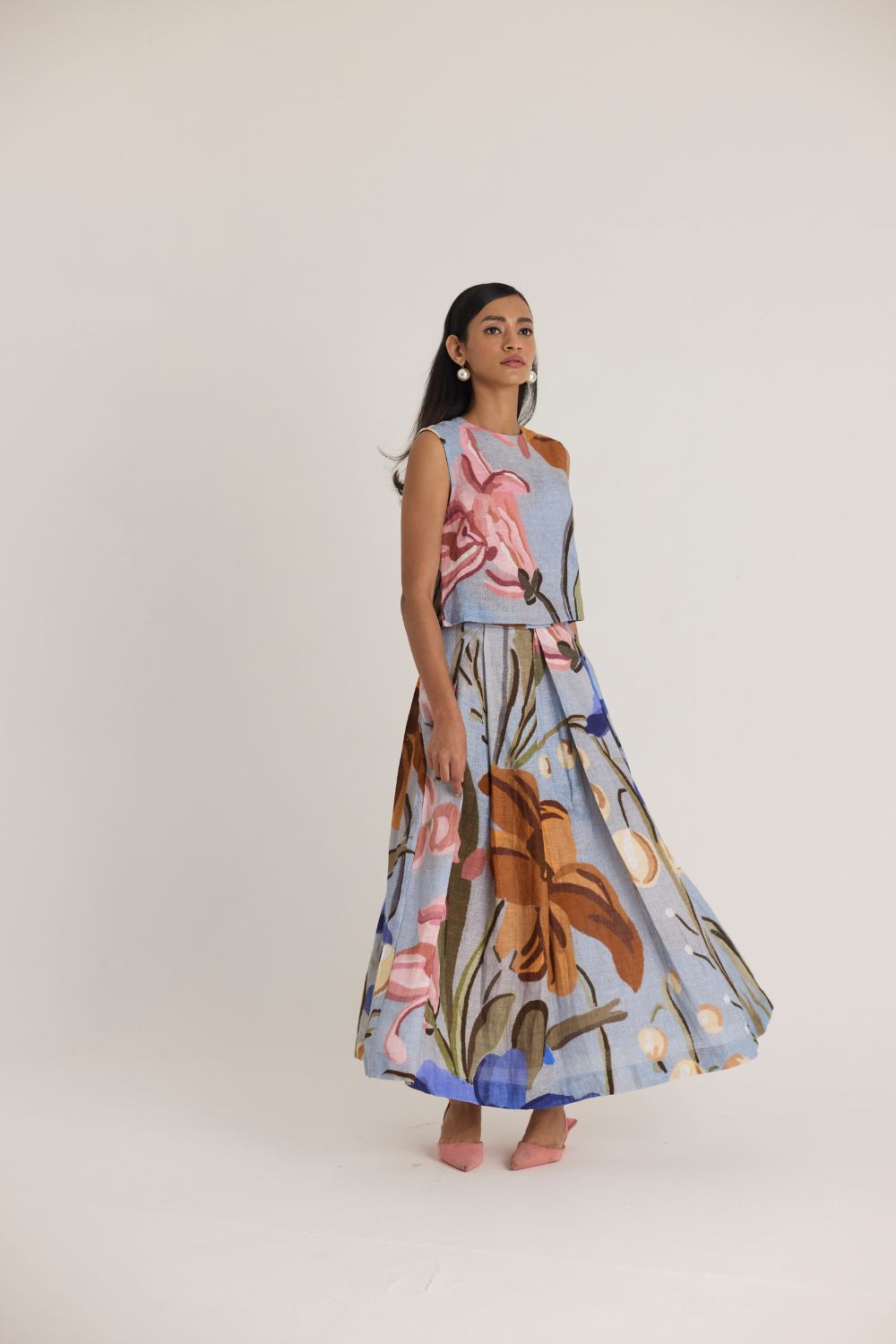 NICO LINEN TOP & SKIRT SET