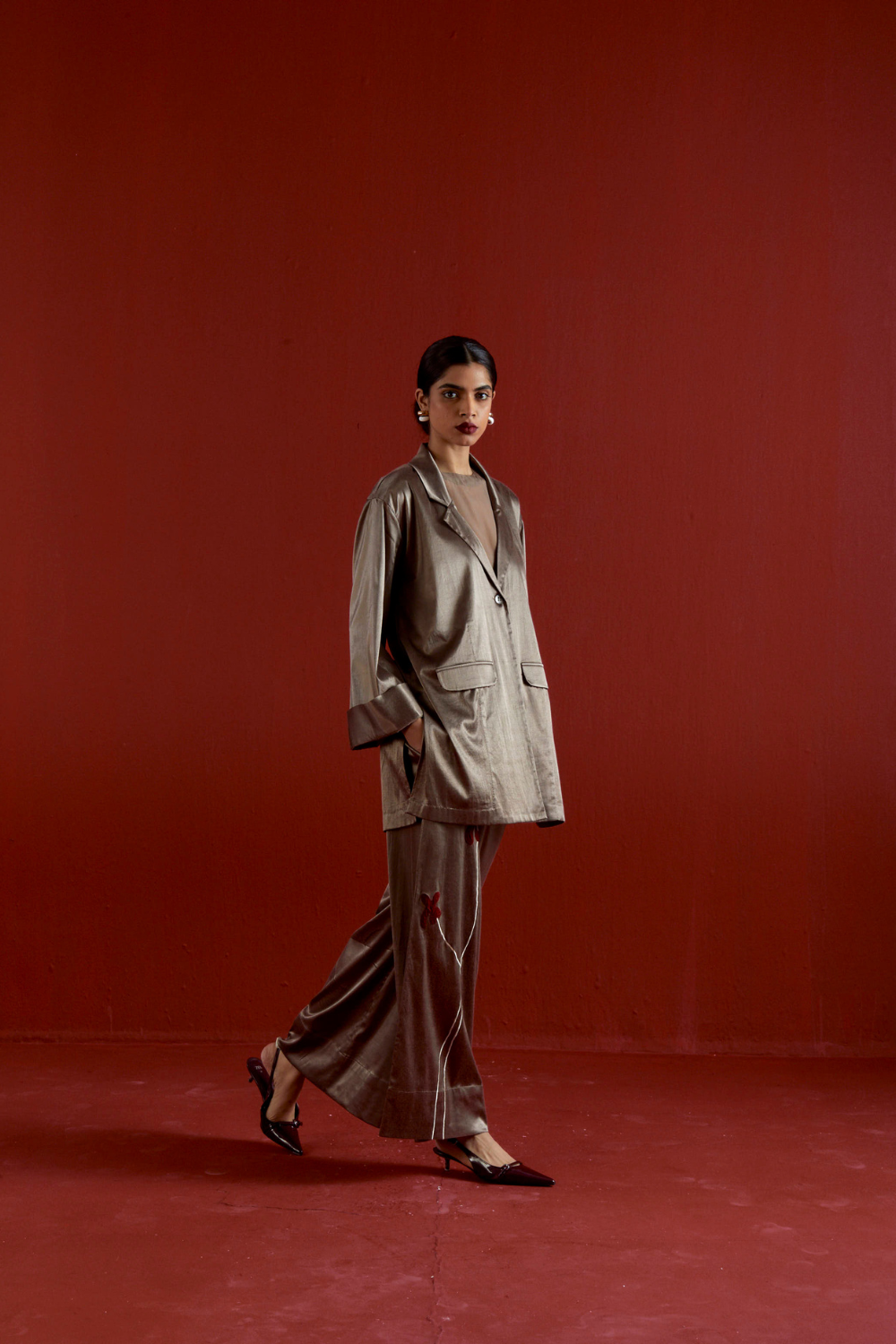 WIDE SLEEVE JACKET CO-ORD-CEDAR
