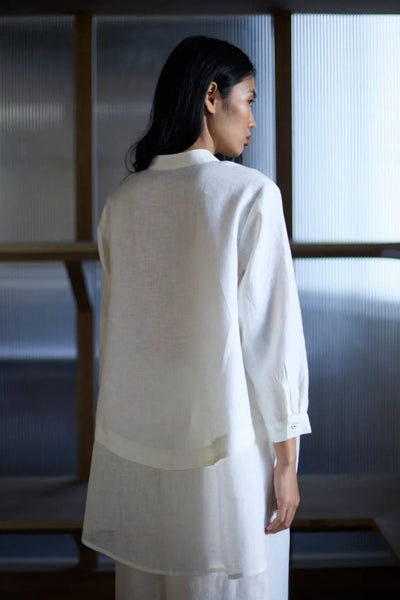 Anaya Linen A-Line Shirt - Ivory