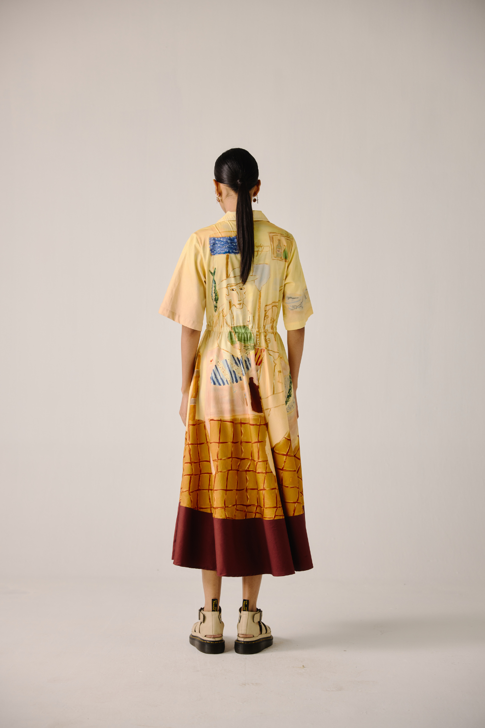 Print Blocked Dress - Fisherman