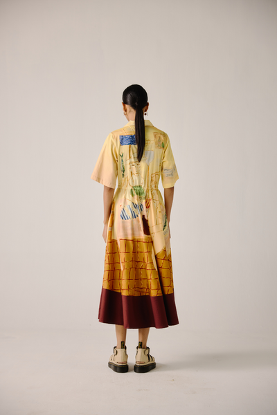 Print Blocked Dress - Fisherman