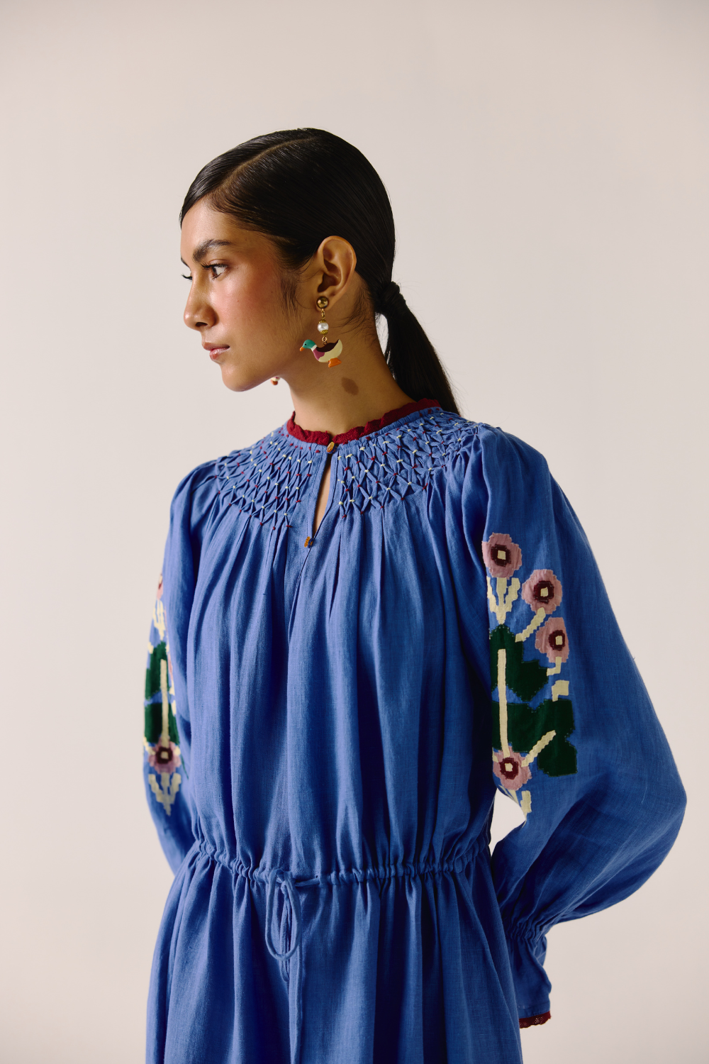 Edith Dress - Electric Blue Pixel Applique