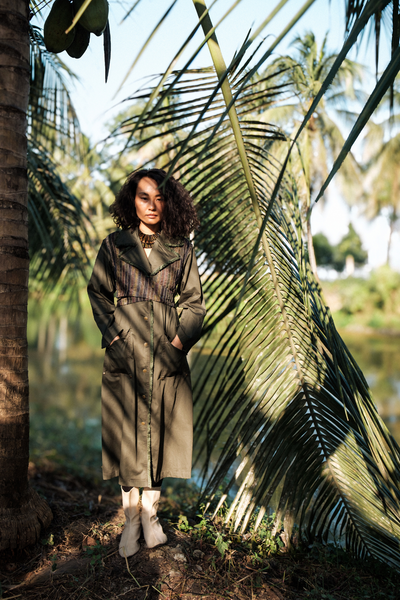 Upcycled Copenhagen Trench - Black Green