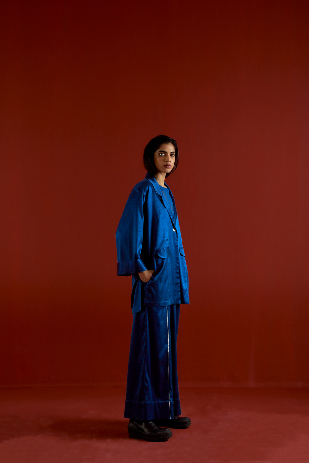 WIDE SLEEVE JACKET CO-ORD-ELECTRIC BLUE