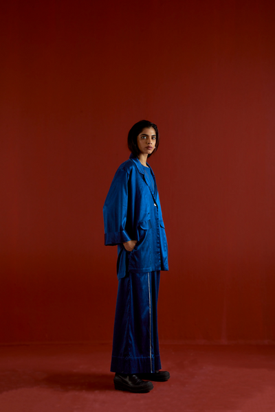 WIDE SLEEVE JACKET CO-ORD-ELECTRIC BLUE