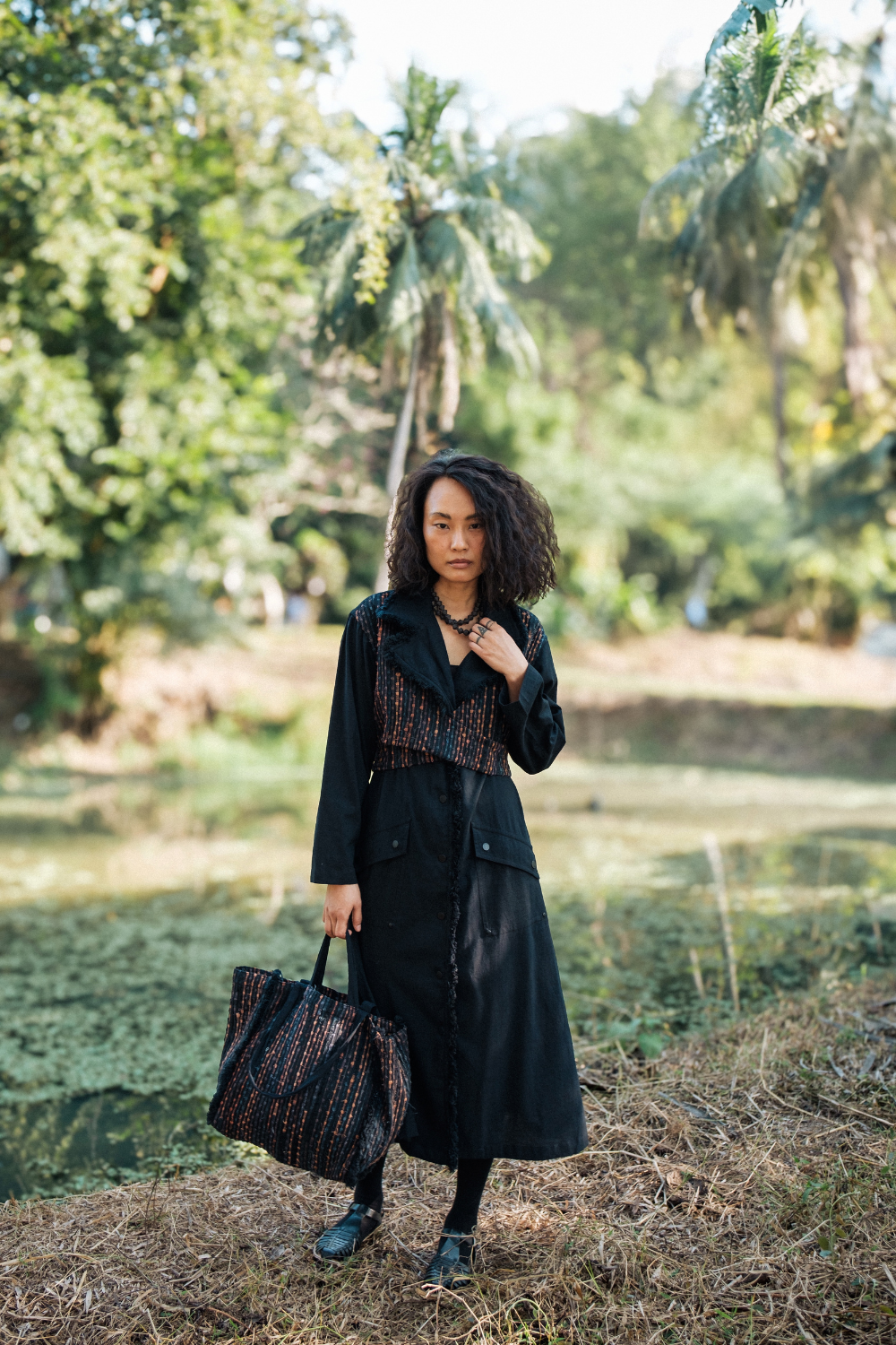 Upcycled Handwoven Copenhagen Trench - Black Copper