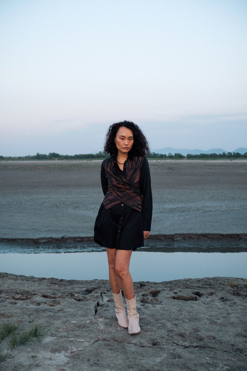 Upcycled Seattle Wrap Short Dress - Black Copper