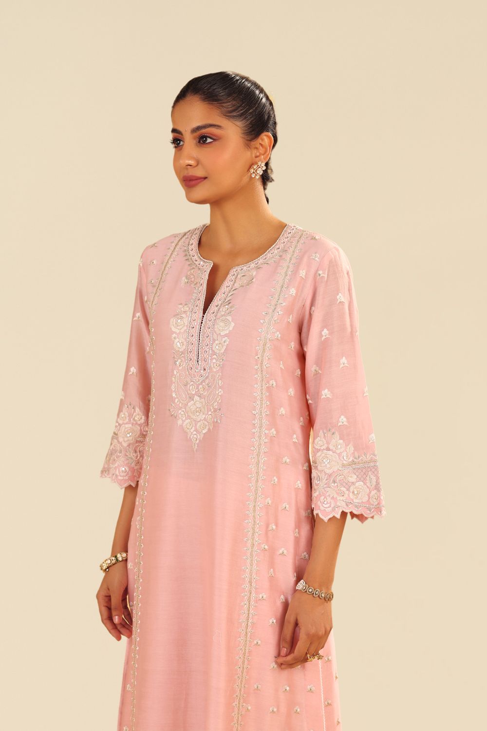 Sumaiya - A-Line Kurta With Palazzo And Dupatta-Blush Pink