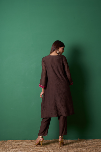 Glee Kurta Set - Brown with Dupatta