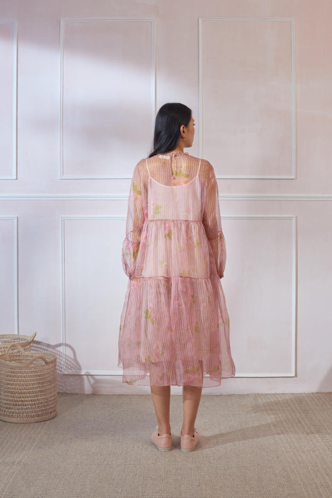 Hazari Mogra Silk Organza Midi Dress